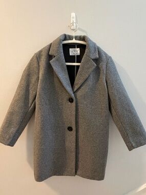 Zara Light Grey Wool-Blend Pea Coat